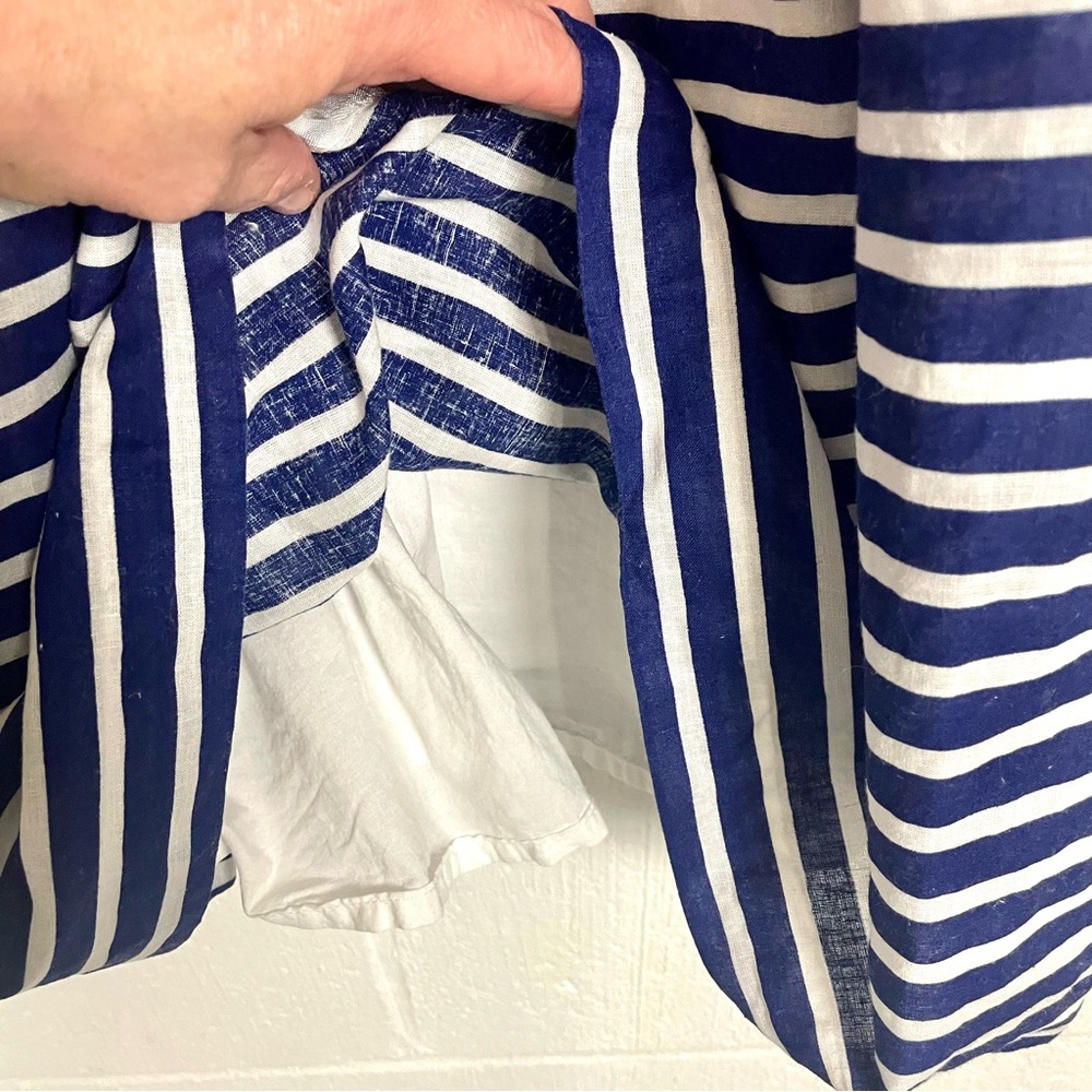 J. Crew Sundress Linen Blend Blue & White Striped Nautical Coastal Boat Preppy 4 - Picture 7 of 13